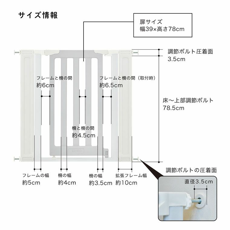 ベビーセーフティゲートLDK−STYLEⅡ追加フレーム付（ホワイト＆グレー）