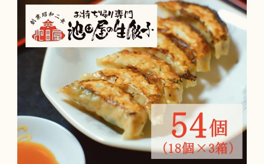 中華料理 池田屋の冷凍生餃子 18個×3箱（合計54個）