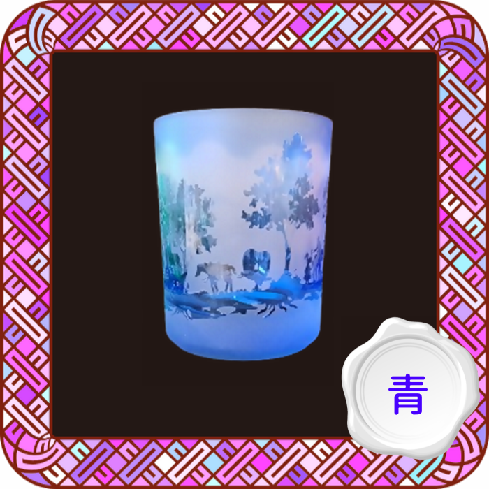 サンドブラストグラス(ガラス彫刻)青色