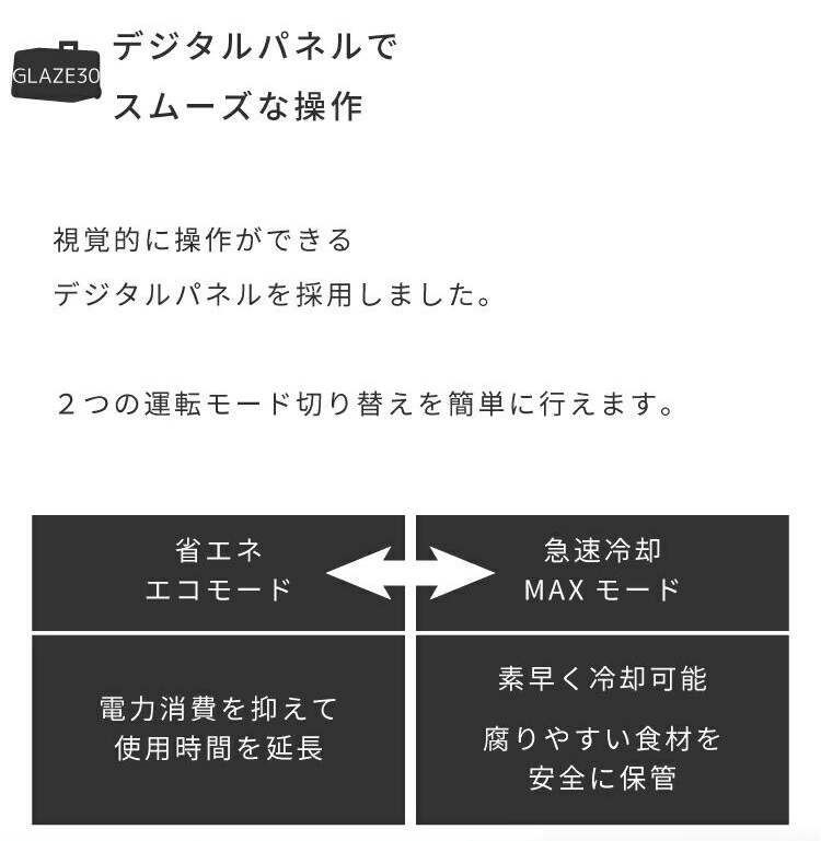 【EVOKE/イヴォーグ公式】 GLAZE30 ポータブル冷蔵30L（グレー）