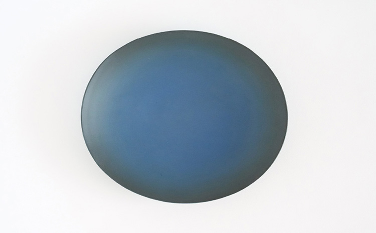 楕円皿 青黒