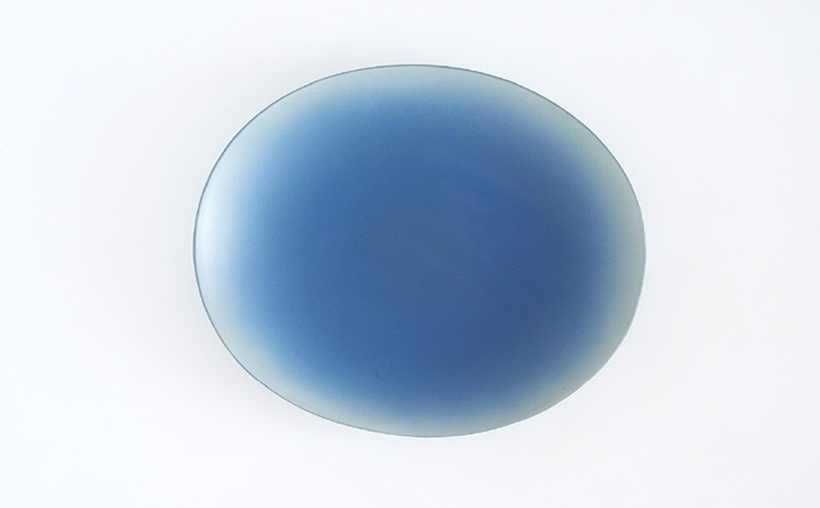 楕円皿 青白