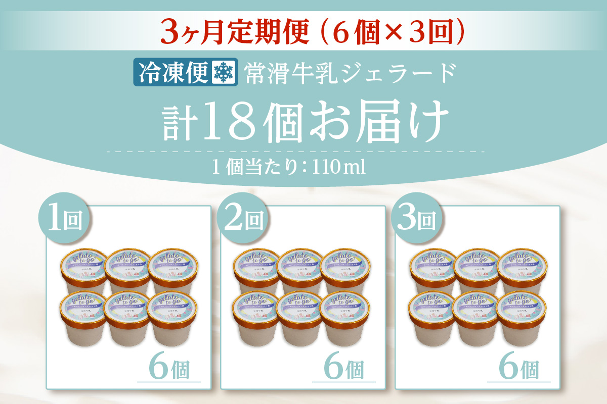 ジェラード　常滑牛乳使用　110ml×6カップ【3ヶ月定期便】｜ジェラート アイス アイスクリーム お菓子 おやつ 牛乳 ミルク 洋菓子 スイーツ デザート スウィーツ カップ お取り寄せ プレゼント ギフト 贈答 贈り物 冷凍 ご当地 特産品 愛知県 常滑市