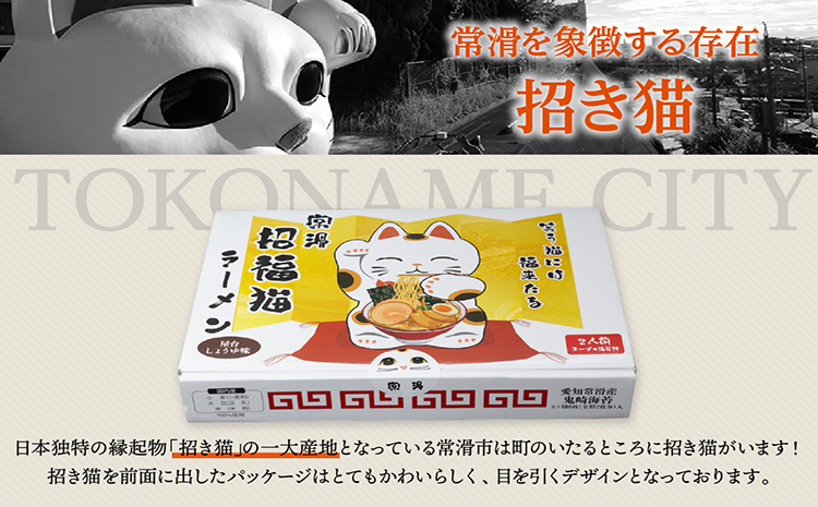 常滑招福猫ラーメン【2食入×3箱】｜ラーメン 海苔ラーメン 醤油ラーメン 国産小麦使用 海苔 即席ラーメン 時短 鬼崎産 愛知県 常滑市