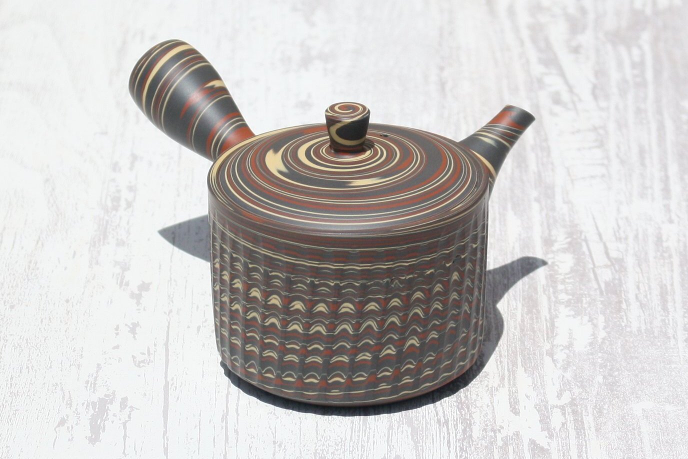 常滑焼　陶仙窯　練込切立型急須　セラメッシュ（陶製茶こし）| 常滑焼 急須 シンプルデザイン おしゃれ 焼き物 特産品 贈り物 プレゼント とこ販 茶器 和食器 陶器 陶磁器 ティーポット キッチン用品 キッチン雑貨 日本製 食器 紅茶 日本茶 愛知県 常滑市