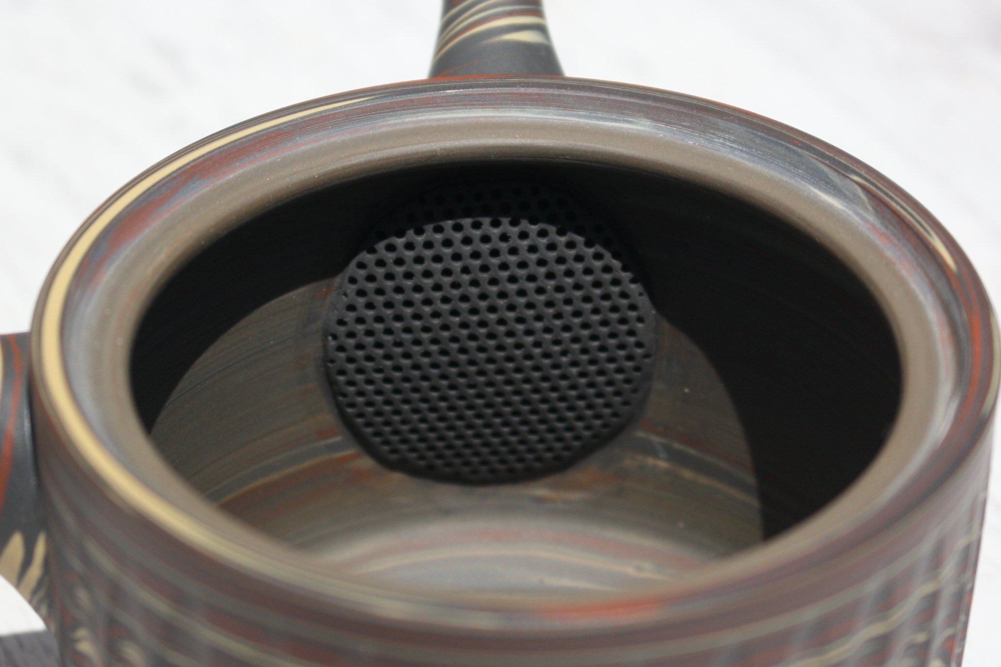  常滑焼　陶仙窯　練込切立型急須　セラメッシュ（陶製茶こし）| 常滑焼 急須 シンプルデザイン おしゃれ 焼き物 特産品 贈り物 プレゼント とこ販 茶器 和食器 陶器 陶磁器 ティーポット キッチン用品 キッチン雑貨 日本製 食器 紅茶 日本茶 愛知県 常滑市