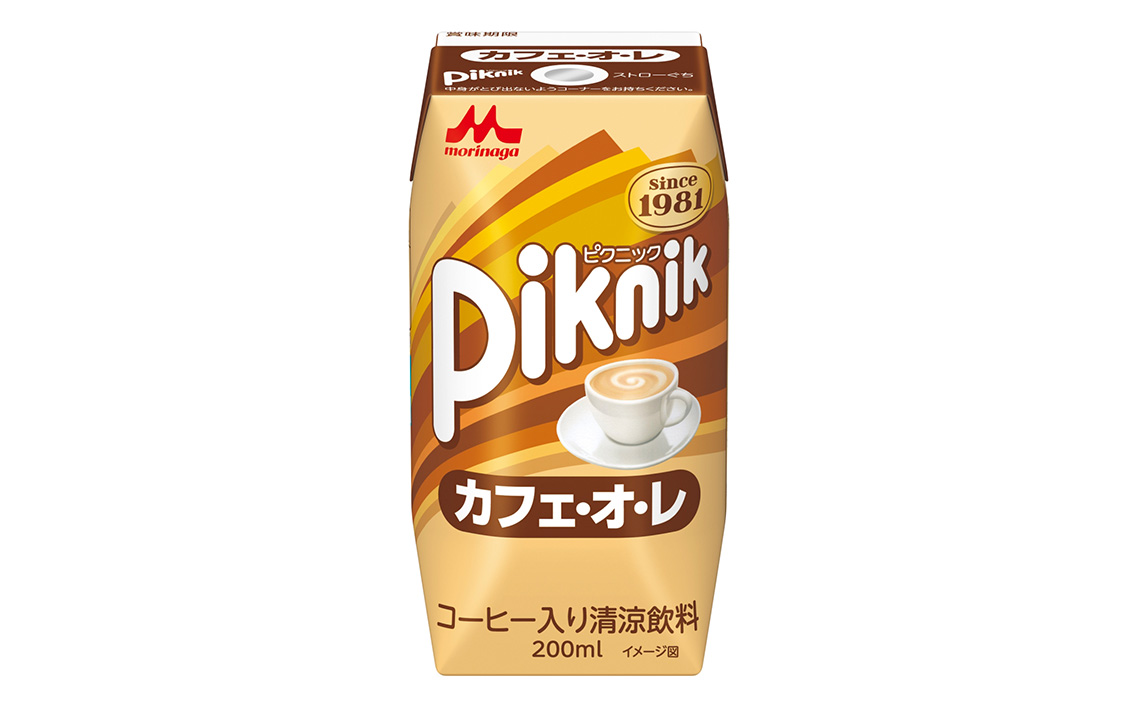 森永 ピクニック カフェ・オ・レ 200ml×24本　森永乳業 ／ 紙パック ジュース 清涼飲料 常温保存 セット 子供 こども ジャストサイズ プリズマパック 飲みやすい カフェオレ 甘い コーヒー 珈琲 飲み物 まとめ買い 買い置き 愛知県 No.197