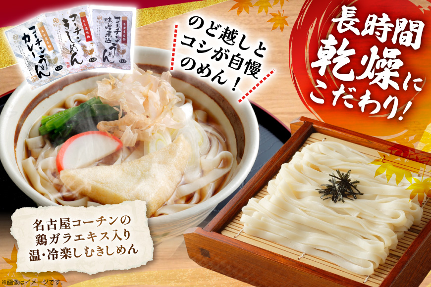 うどん きしめん 《 名古屋名物 》 コーチン手折り麺 3種 各10食 計30食 詰合せ セット [なごやきしめん亭 愛知県 江南市 ko23btu220002] 麺 麺類 味噌煮込みうどん カレーうどん あったか 乾麺 スープ スープ付き コシ