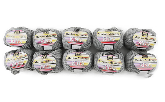 マンセルメリノメランジキング（極太） 2061番色（グレー） 10玉セット ／ メリノウール 毛糸 手芸 編み物 手編み 手作り ハンドメイド 羊毛 カシミヤタッチ シルキー 肌触り 高品質 ホビー ユザワヤ 送料無料 愛知県 No.059
