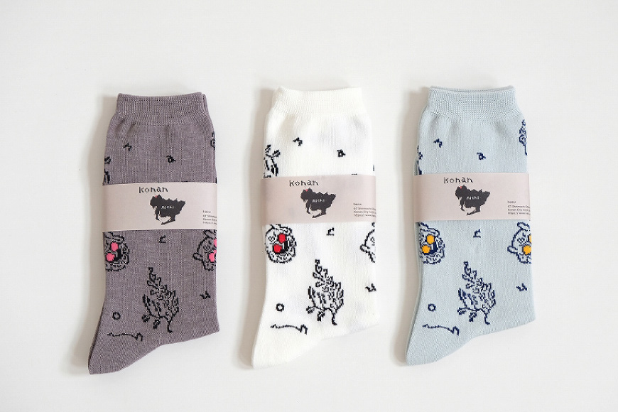靴下 konan socks 3色セット（23〜25サイズ） [レッグニット中村 愛知県 江南市 ko23btu280003] ソックス 藤 すいとぴあ江南 サングラス大仏 足 ユーモア 靴下 くつした くつ下 おみやげ 土屋未久