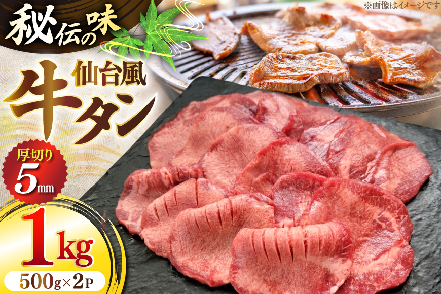 牛肉 肉 仙台風 厚切り 牛タン スリット 5mm 500g 2P 計 1kg [ユーエイエム 愛知県 江南市 ko23btu600007] 1キロ 牛 牛たん 厚ぎり タン 焼肉 BBQ アウトドア バーベキュー キャンプ たんもと たんなか 牛タン塩 牛たん塩 冷凍 小分け 赤身