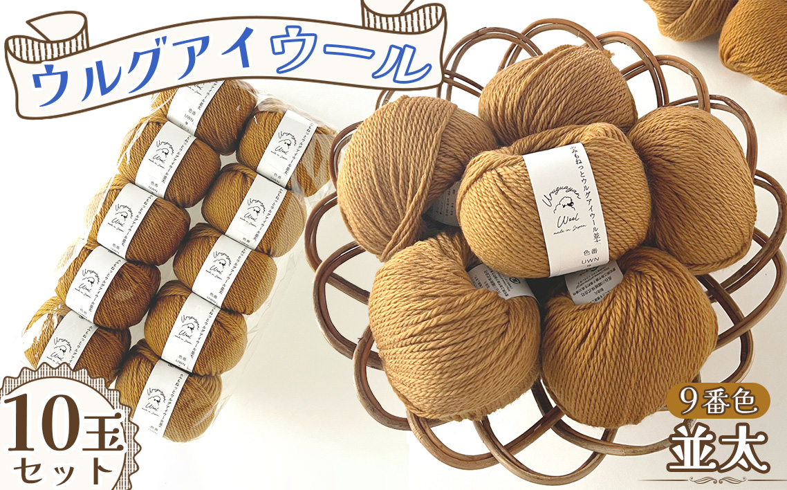 毛糸 ウルグアイウール並太 9番色 10玉セット ／ ウール100％ 並太毛糸 手編み 編み物 ハンドメイド 冬小物 マフラー 帽子 セーター ブランケット 編みやすい ふっくら 愛知県 No.357