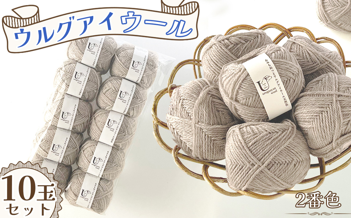 毛糸 あみもねっとウルグアイウール天然色 [2番色10玉セット] / 毛糸 ウール100 編み物 天然色 ナチュラルカラー 手編み 棒針 かぎ針 軽い 柔らかい ふっくら 編みやすい セーター マフラー 手作り ハンドメイド 冬支度 愛知県 No.371