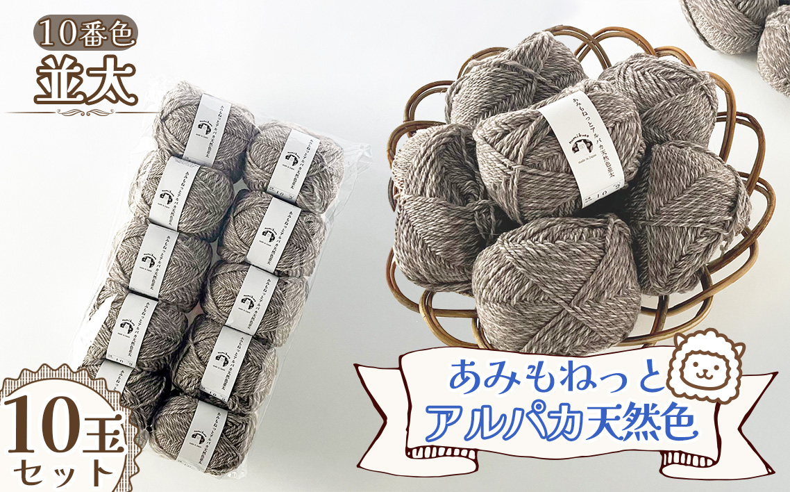 毛糸 あみもねっとアルパカ天然色並太 【10番色10玉セット】 ／ 毛糸 アルパカ ウール混 編み物 手編み 柔らかい 軽い なめらか 秋冬 マフラー セーター 帽子 ハンドメイド 棒針 かぎ針 ナチュラルカラー 普段使い 愛知県 No.391