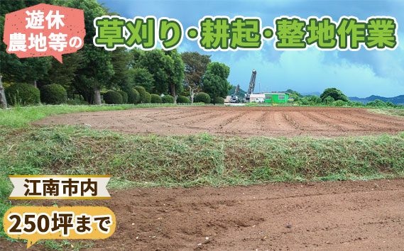 遊休農地等の草刈り・耕起・整地作業（250坪、825平方メートルまで） ／ 除草作業 草刈り作業 代行 耕作放棄地 遊休農地 草刈り 地域密着 清掃 お手伝い 草むしり  送料無料 愛知県 No.126