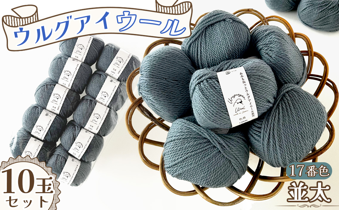 毛糸 ウルグアイウール並太 17番色 10玉セット ／ ウール100％ 並太毛糸 手編み 編み物 ハンドメイド 冬小物 マフラー 帽子 セーター ブランケット 編みやすい ふっくら 愛知県 No.360