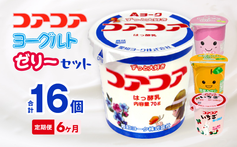 【6ヶ月定期便】愛知ヨーク　コアコアヨーグルト＆国産ゼリーセット　16個入