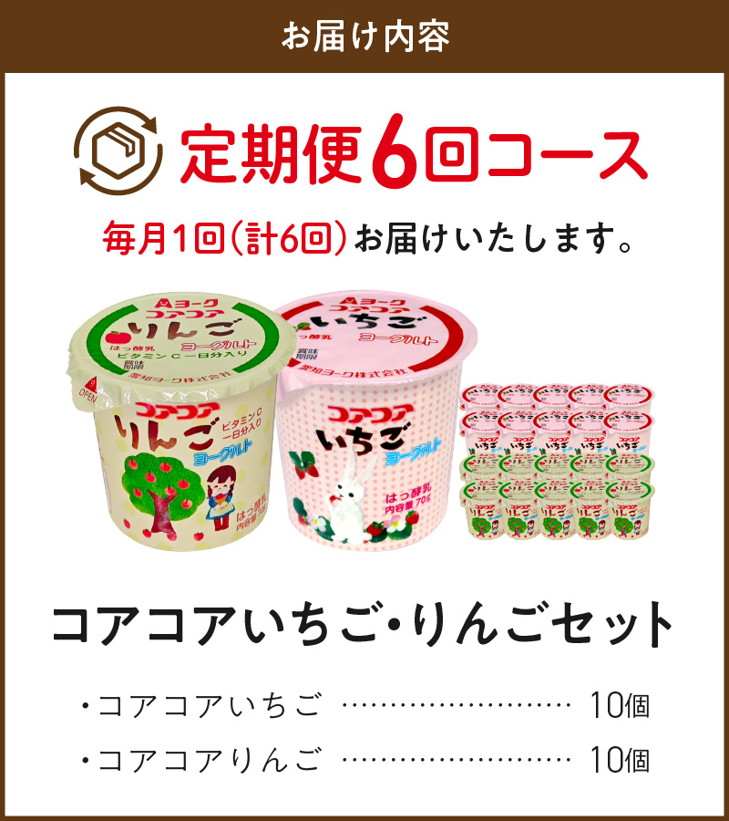 【6ヶ月定期便】愛知ヨーク　コアコアいちご・コアコアりんご　20個入