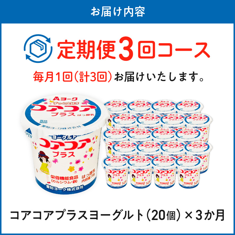 【3ヶ月定期便】愛知ヨーク　コアコアプラスヨーグルト　20個入
