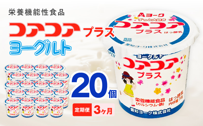 【3ヶ月定期便】愛知ヨーク　コアコアプラスヨーグルト　20個入