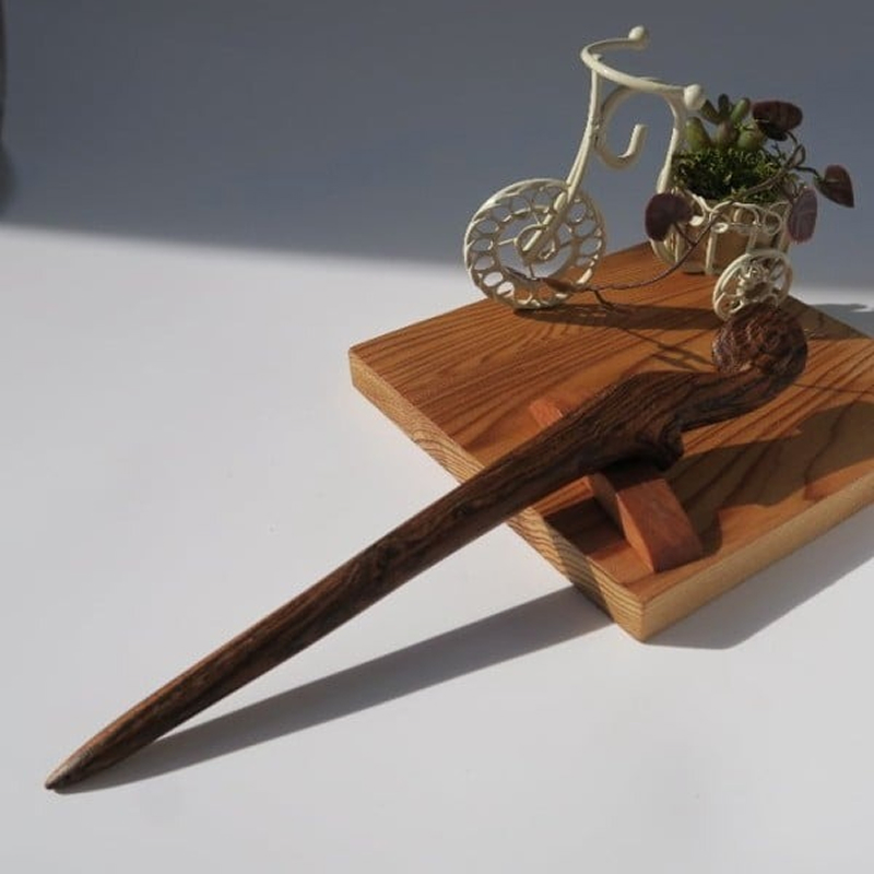 木製かんざし　スクロール型 選べる 素材 ボコーテ 黒檀 木製 かんざし 緩みにくい 塗装不使用 固定型 飾り用 経年変化 耐久性 髪飾り 和風アクセサリー ヘアアクセ ヘアアクセサリー 愛知県 小牧市 送料無料