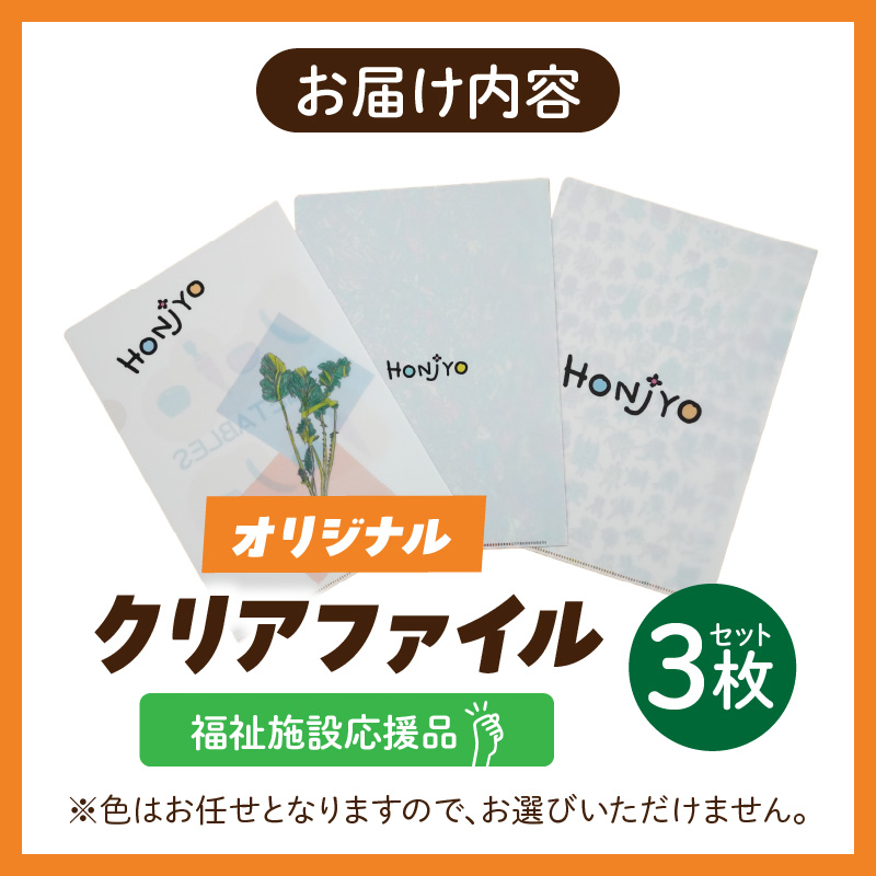 ★福祉施設応援品★ オリジナルクリアファイルセット（３枚入り） 福祉施設応援品 オリジナルクリアファイルセット ３枚入り 福祉 障がい福祉 福祉事業所 支援 オリジナル クリアファイル セット 文房具 文具 事務用品 かわいい イラスト入り 手作り 愛知県 小牧市 送料無料