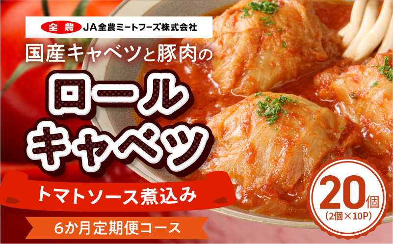 ＜6か月定期便＞国産キャベツと豚肉のロールキャベツ（10P入り） 国産キャベツ 豚肉 ロールキャベツ 2個入り 10パック 定期便 6回 国産豚肉 トマトソース 煮込み ドリア パスタ アレンジ 惣菜 簡単 調理 おかず 手巻き 洋食 レトルト 愛知県 小牧市 送料無料