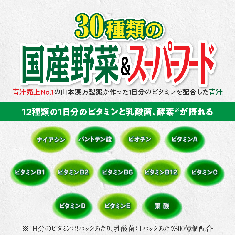 ＜2ヶ月に1度、3回送付＞国産有機大麦若葉＆３０種の野菜　山本漢方　定期便