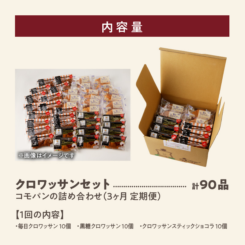 【3ヶ月定期便】【賞味期限60日間】コモパン　ふるさとクロワッサンセット（計90個）／災害用備蓄 保存食 非常食 防災グッズにも