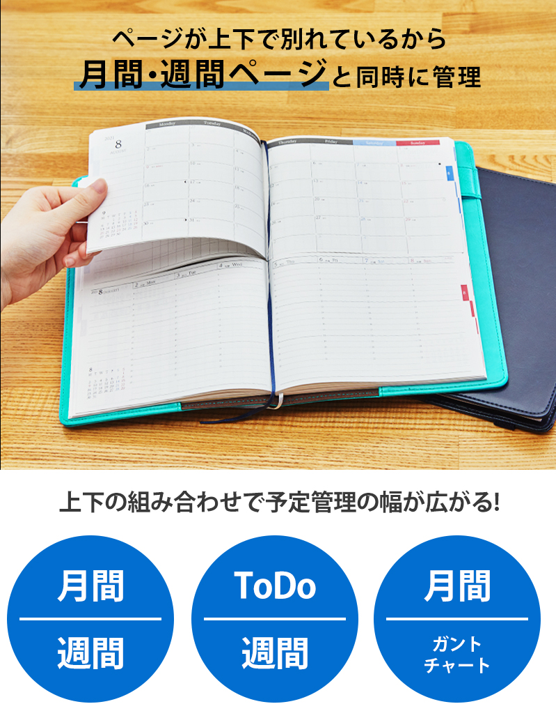 セパレートダイアリー　ウィークリー＆マンスリーA5　ラウンドカバー付き【1月始まり】　手帳　カレンダー　スケジュール帳