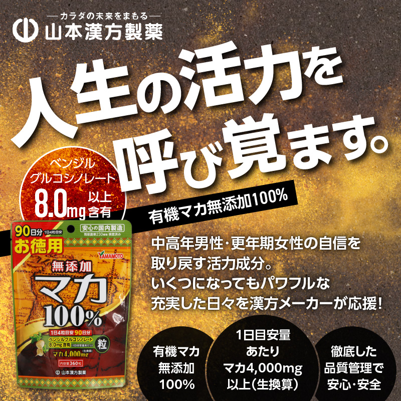 ＜6ヶ月に1度、2回送付 定期便＞山本漢方の無添加マカ粒