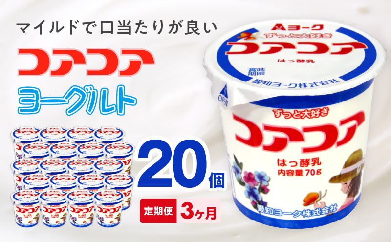 【3ヶ月定期便】愛知ヨーク　コアコアヨーグルト　20個入