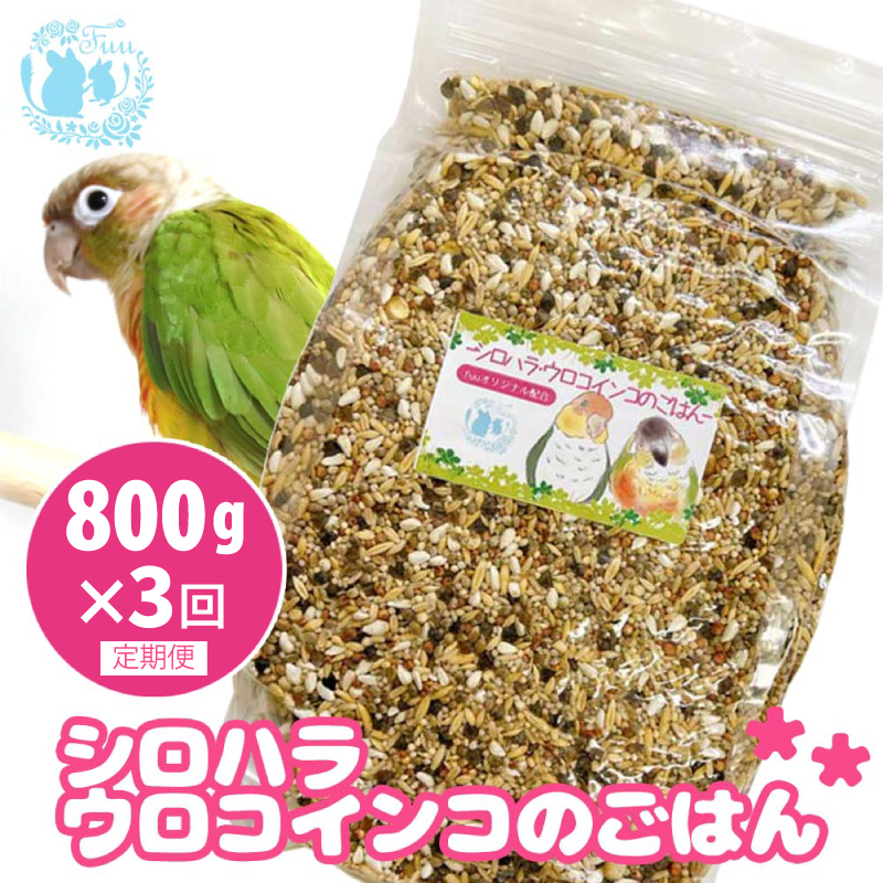 【3ヶ月定期便】fuu シロハラインコ・ウロコインコのごはん（800g）