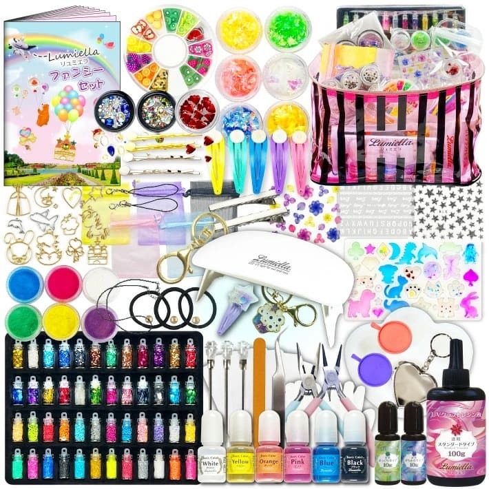 【リュミエラ】UVレジン ファンシーセット レジンキット ハンドメイド レジンクラフト アクセサリーキット 手作り セット レジン LEDライト