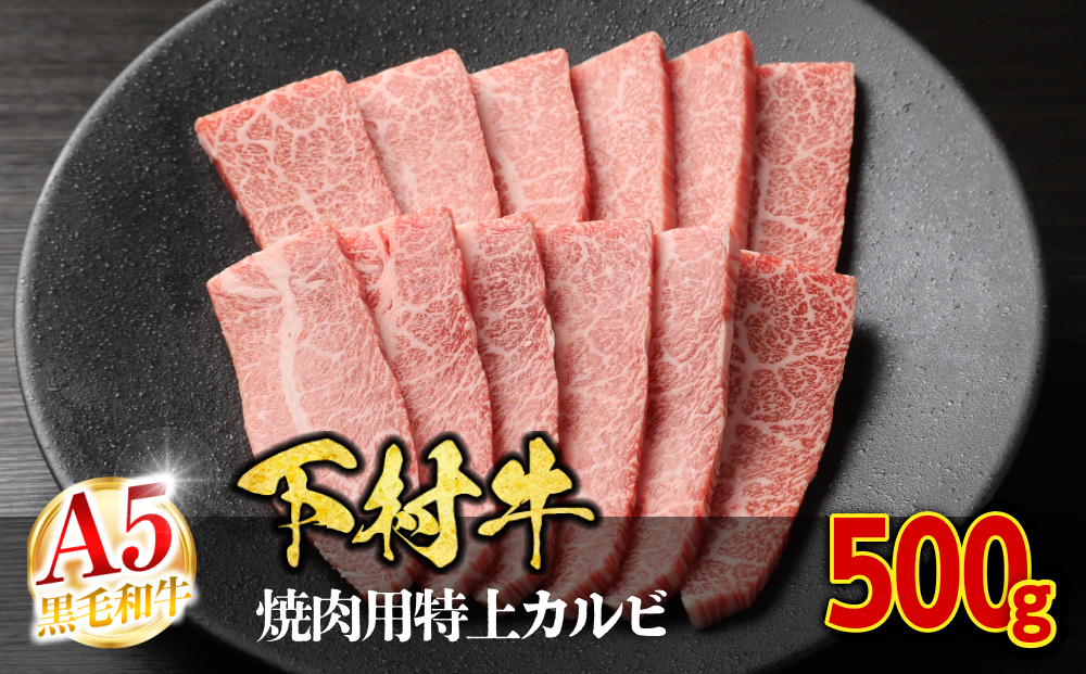 【定番】大府特産A5黒毛和牛下村牛焼肉用特上カルビ　500g