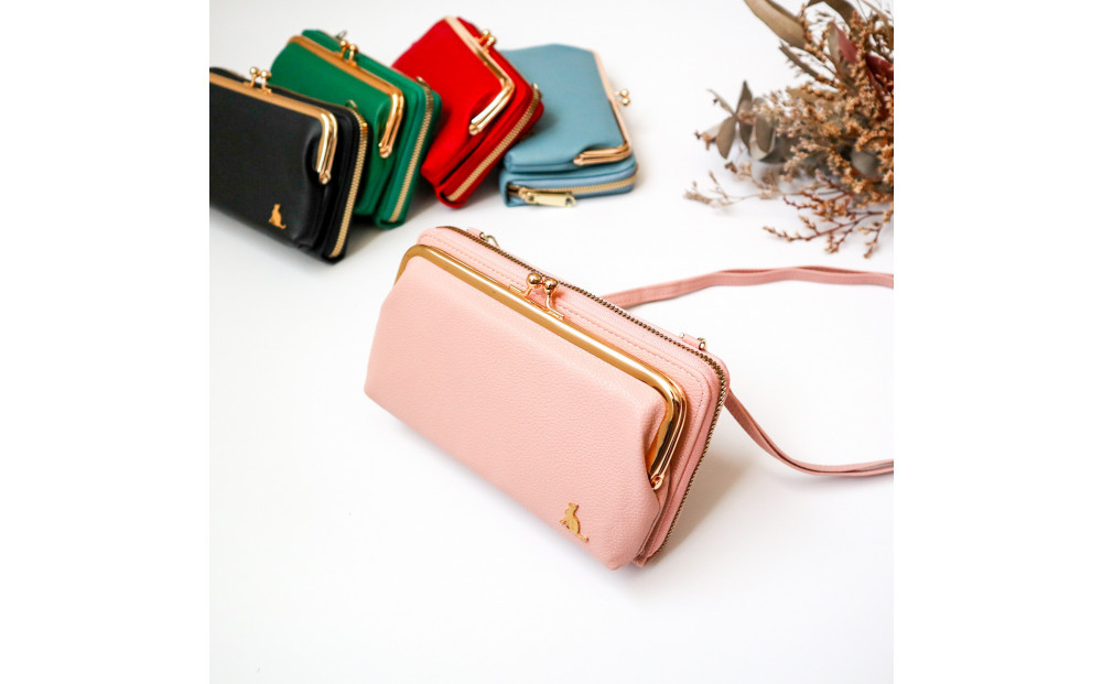 【ピンク】スマホショルダー お財布ショルダー がま口 がま口財布 スマホポーチ スマホポシェット