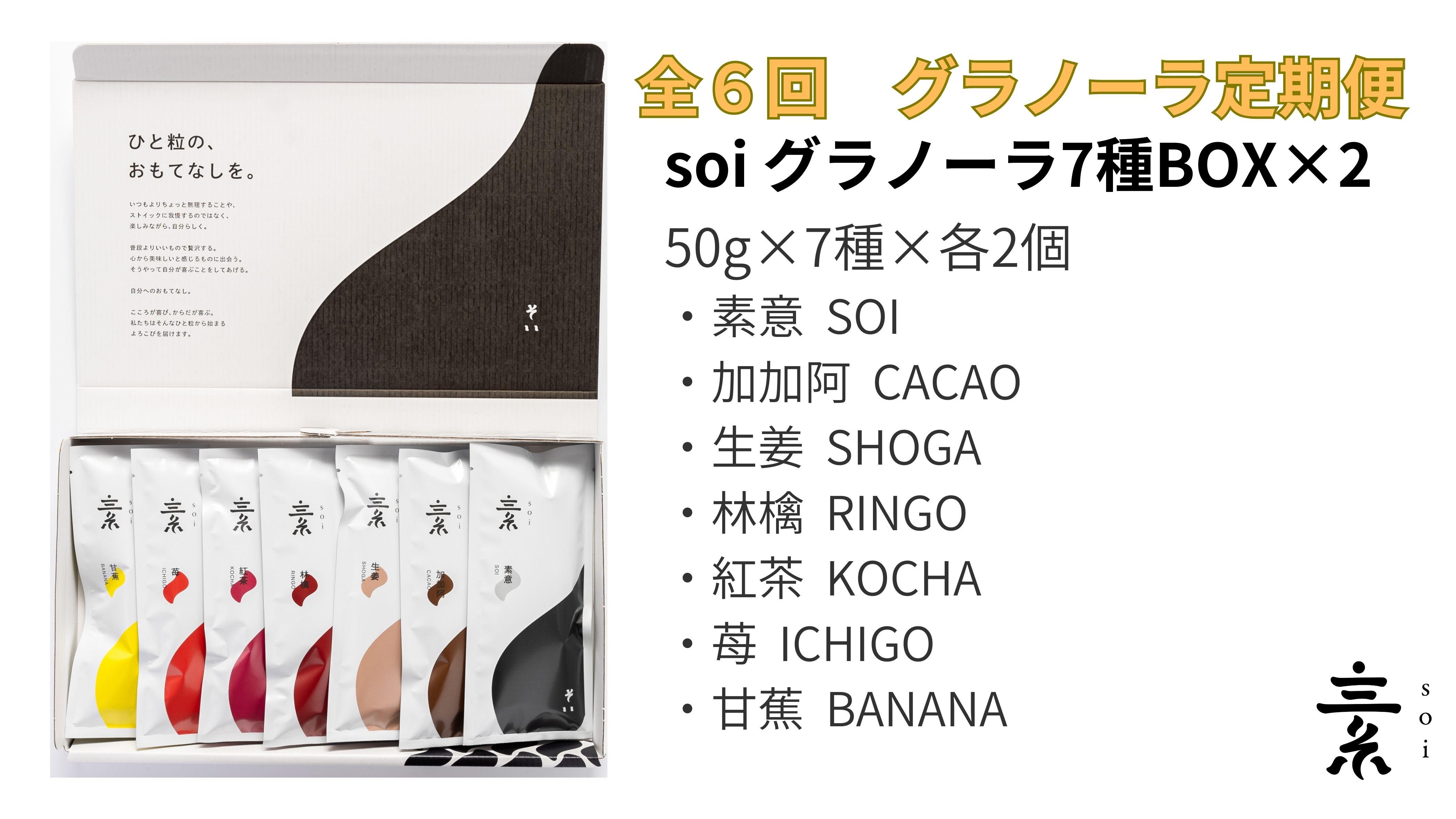 【定期便・全６回】毎月届く soi 定番グラノーラ７種BOX(２セット)