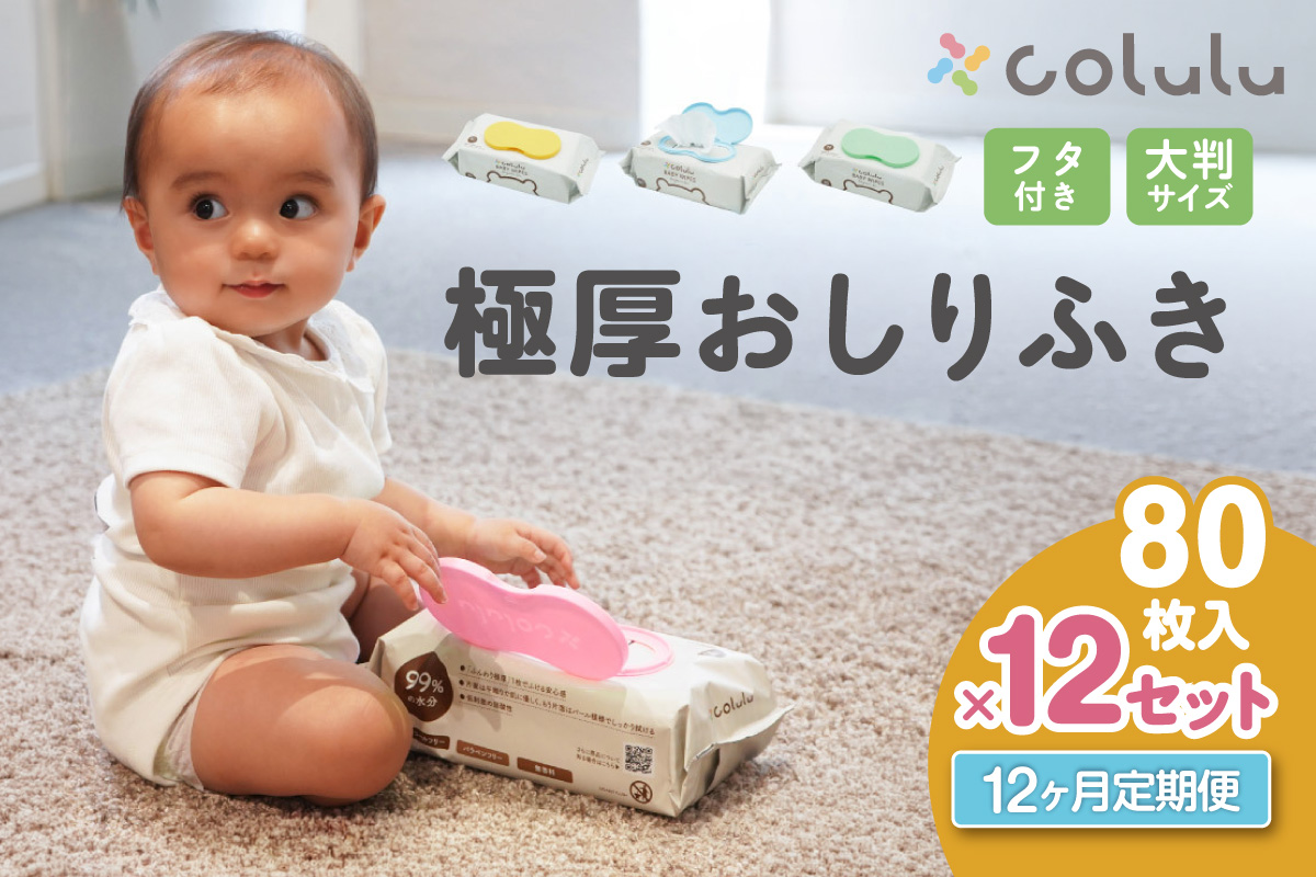 おしり拭き 80枚入り 12個セット×12ヶ月定期便（3466）