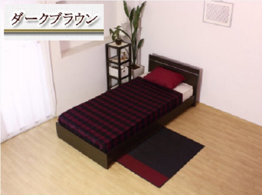 【組立サービス付】284　ダブルサイズ　パネル型ラインデザインベッド　国産ポケットコイルマットレス(108618)付(ダークブラウン)（1385）