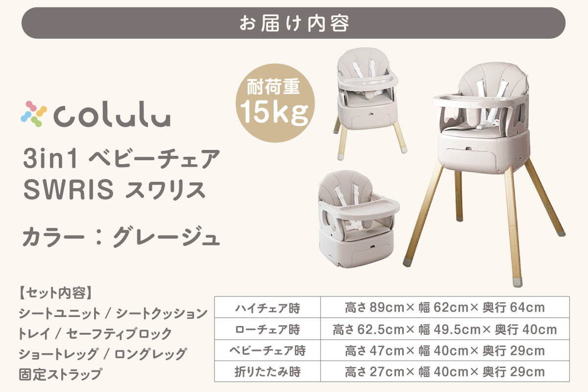 colulu 3in1ãããŒãã§ã¢ SWRIS ã¹ã¯ãªã¹ãã°ã¬ãŒãžã¥ãïŒ3300ïŒ