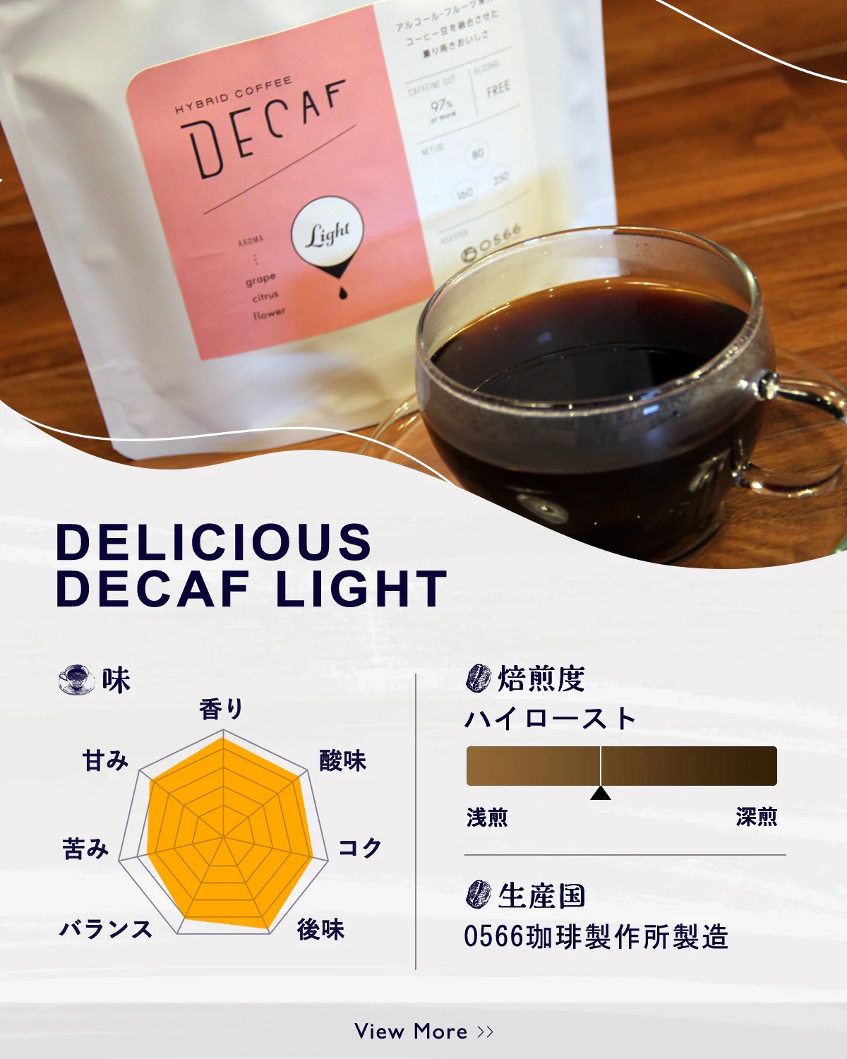美味しいデカフェ《LIGHT　ライト》 160ｇ DECAF LIGHT　デカフェ・ライト １パック 160ｇ【粉に挽く】（3385）