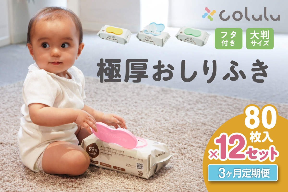 おしり拭き 80枚入り 12個セット×３ヶ月定期便（3464）