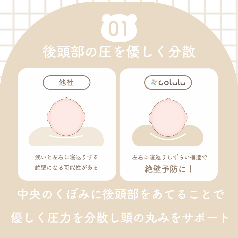 colulu 絶壁防止枕/ベビーまくら（3674）
