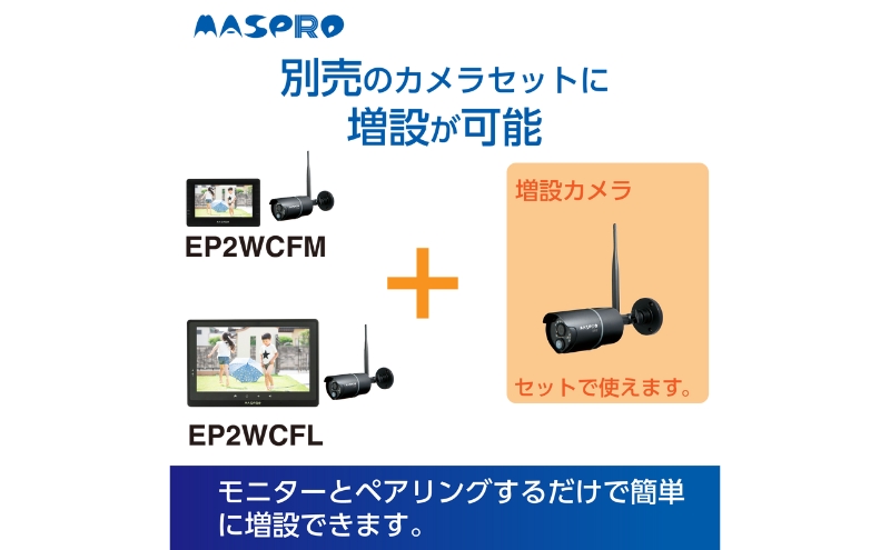 防犯カメラセット用 専用 増設 ワイヤレスカメラ EP2WCF-C（屋外用１台）オプション 別売 カスタマイズ 防犯 カメラ 電化製品 セキュリティー センサー 録画