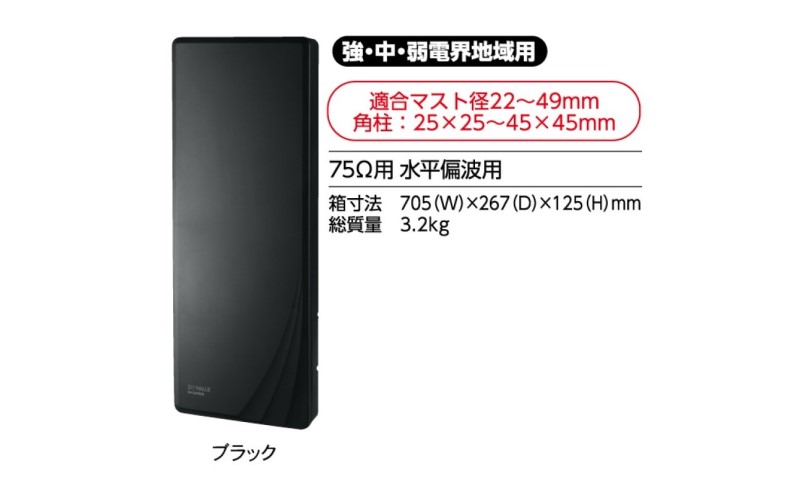 デジタル 地デジ アンテナ スカイウォーリー 26素子相当(ブースターなし) ブラック 地上デジタル 愛知 日進市