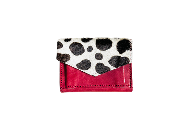 財布 手のひらサイズのレザーコンパクトウォレット レッドーダルメシアン レザー 小銭入れ 札入れ コンパクト ダルメシアン ギフト 日用品 雑貨 日進市 愛知県