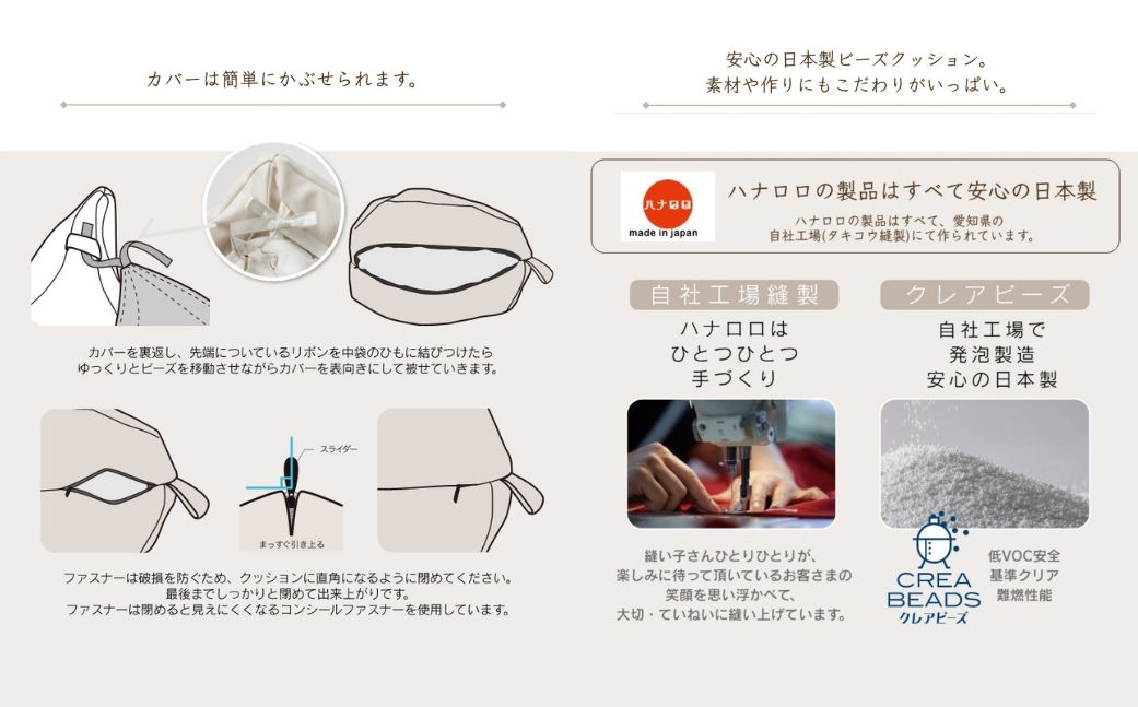 【アッシュグレー】ハナロロ ビーズクッション ポトラ 170リットル ニットカバーセット