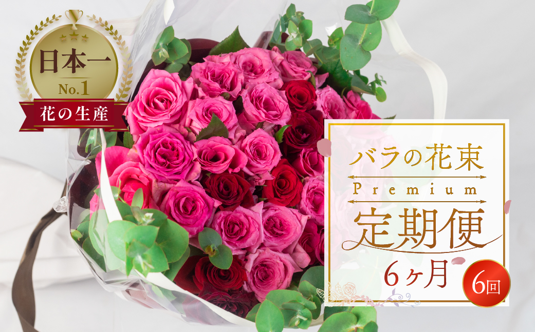【定期便】薔薇のアレンジメント プレミアム 6ヶ月 6回 花 花束 最上級 30本 (50cm) ブーケ 薔薇 ローズ 生花