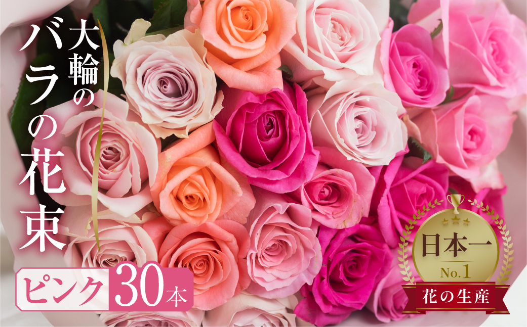 バラ 花束 大輪 ピンク 30本 (40cm) ピンクミックス ブーケ 薔薇 ローズ  生花 観賞用 プレゼント 花 ギフト 誕生日 植物 フラワー 土壌栽培 産地直送 田原市 人気 切り花 切花 18000円