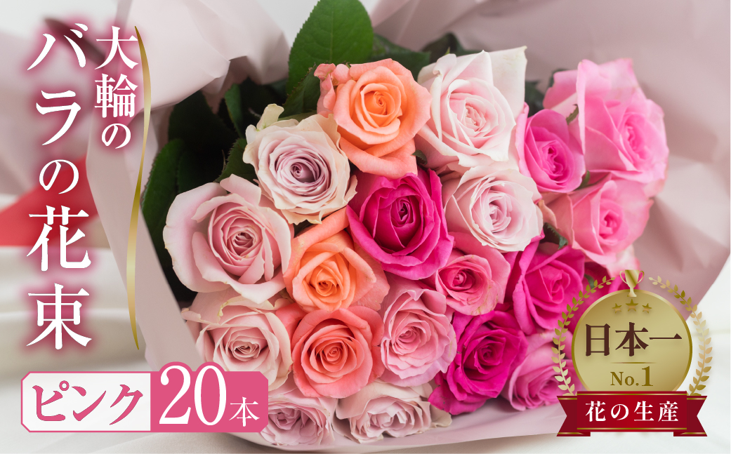 バラ 花束 大輪 ピンク 20本 (40cm) ブーケ ピンクミックス  薔薇 ローズ 生花 プレゼント 花 ギフト  植物 田原市 切り花 切花 12000円